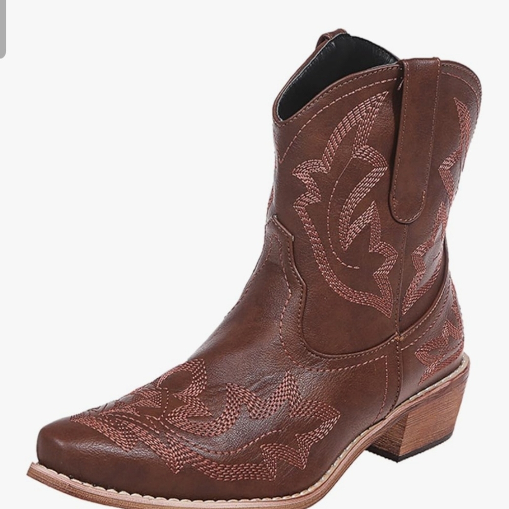 Brown Western Ankle Booties